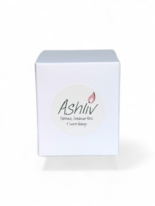 9cl Soy Wax Votive Candle, Patchouli, Rose Geranium and Sweet Orange