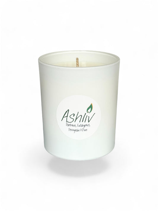 20cl Soy Wax Candle, Patchouli, Eucalyptus, Petitgrain & Pine